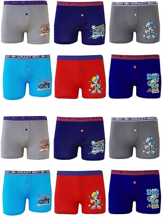 Tutku Erkek  ocuk Renkli Bask l  Boxer K lot, 12li Set, 10-12 Ya