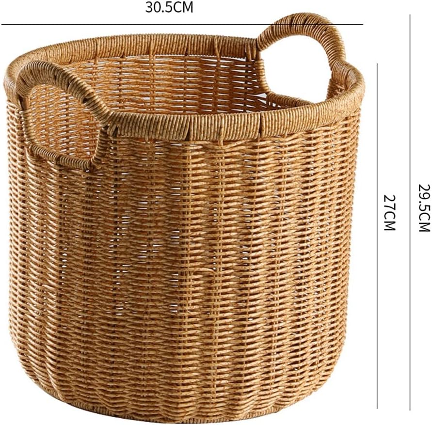 Dirty Clothes Basket Imitation Rattan Dirty Clothes Basket Hotel Bathroom Laundry Basket Dirty Clothes Storage Basket (Braun 30.5 * 27cm)