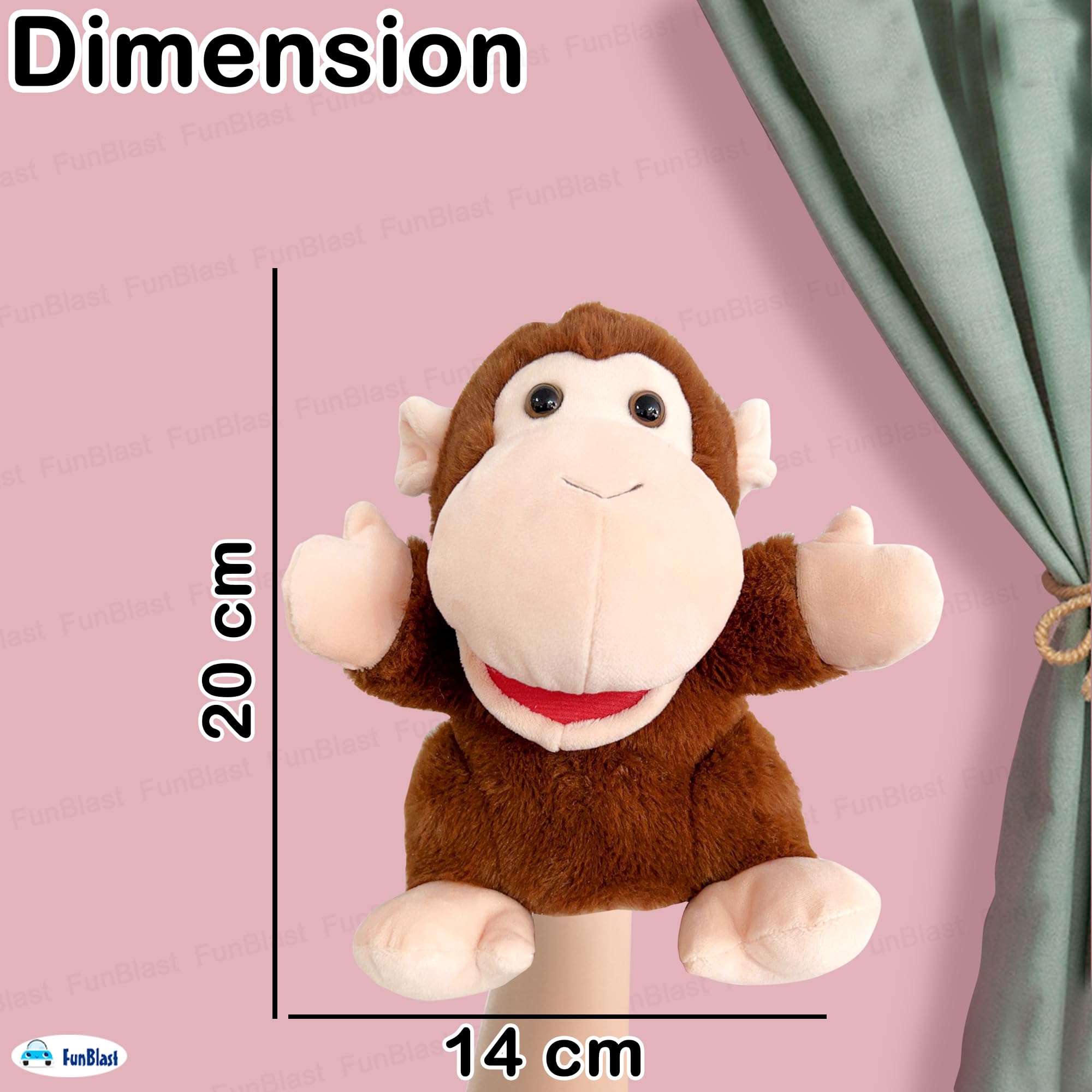 FunBlast Plush Animal Hand Puppets – Soft & Cuddly Animal Figure Puppets for Kids, Storytelling & Role Play, Fun Educational & Learning Toys for Toddlers & Children (Monkey) 1