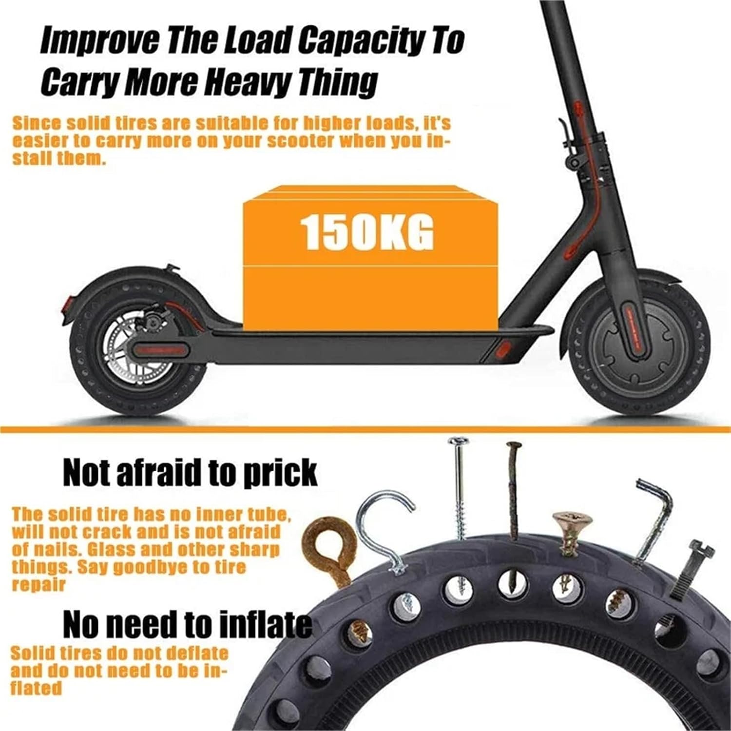 Compatible for Xiaomi M365 Pro/Mi 1S/Pro 2/Essential - 8.5 Inch Rubber Solid Tire for Scooter Wheel Replacement