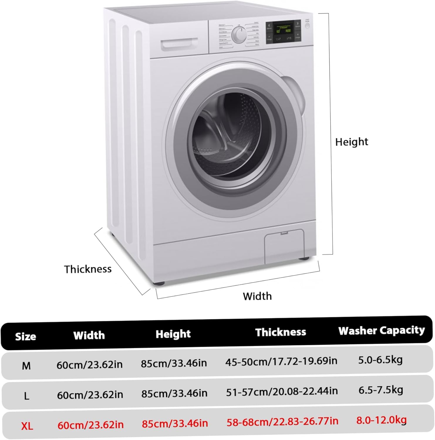 Washing Machine Cover 24x33x27 Inch Washer and Dryer Covers with Fastening Tape ＆ Zipper Flower Printed Waterproof and Dustproof Sunscreen for Front Load Washer Xl Washer and Dryer Covers Tumble