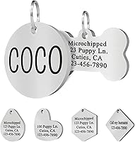 Vista 13 de Ultra Joys Etiquetas para perro personalizadas, etiquetas personalizadas grabadas en la parte delantera y trasera, acero inoxidable, hexagonal