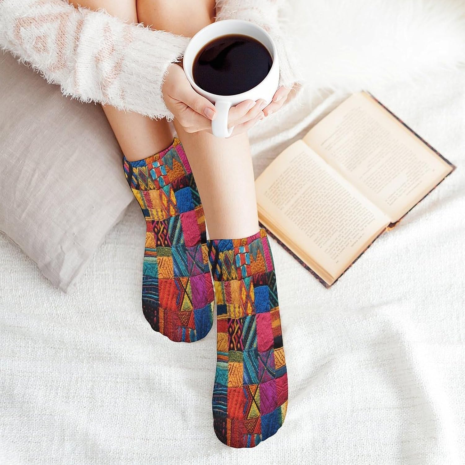 Socks for Men Women 5 Pairs Short Ankle Socks | Multicolor Quilt Low Cut Casual Crew Sock Cute Breathable Athletic Socks Non Slip No Show Sock