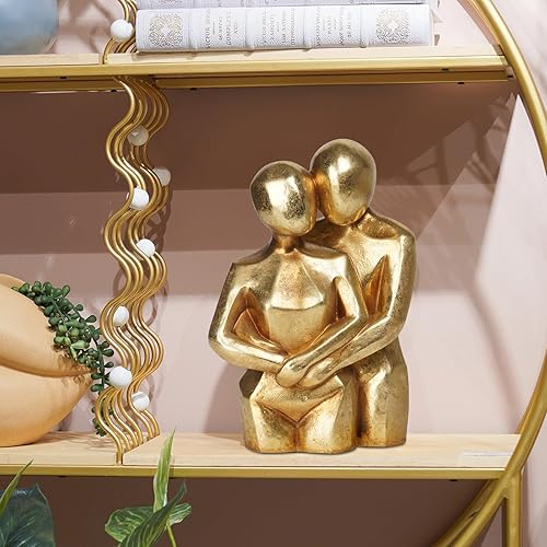 Miniatura 4 de Guichifun Hugging Couple Sculptures Home Décor - Modern Gold Lovers Statues Resin Collectible Figurines Anniversary Wedding for Home Shelf Décor
