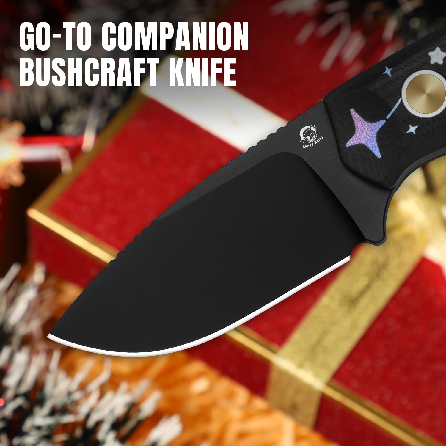 Kizer Beaver Fixed Blade Knife with Sheath, 2.75" D2 Blade EDC Fixed Blade Camping Knife with Black G10 Handle, Small Bushcraft Survival Knives, Outdoor Hunting Knives for Men Women, 1078MC1