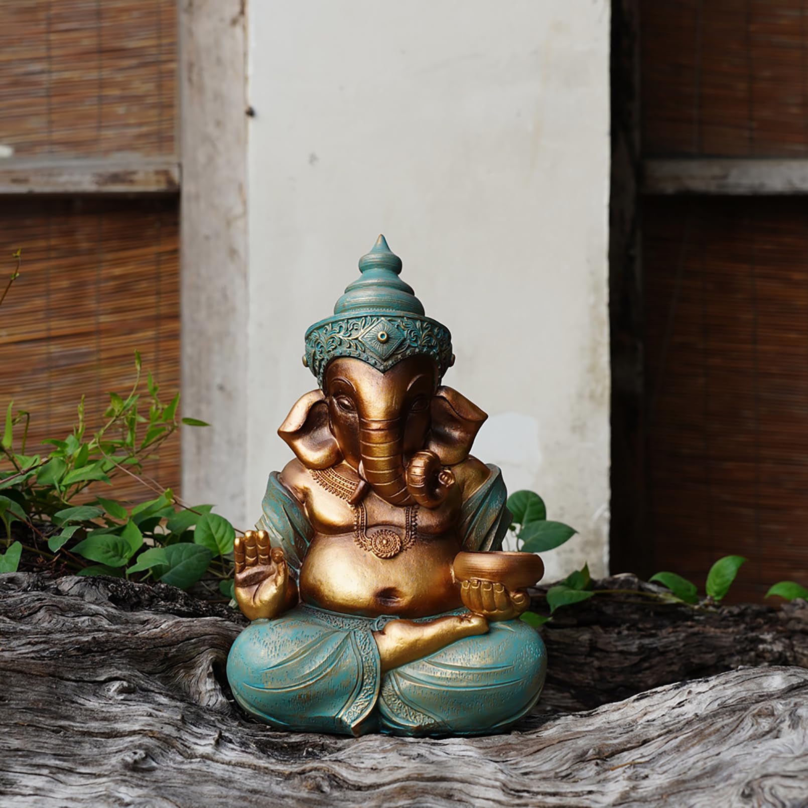 Ganesha Figur groß 32cm Ganesha Buddha Statue Gartendeko für draußen,Ganesh Elefantengott Figur,Zen Buddha Deko Hindu Elefant Statue Buddha Skulptur deko für Garten,Balkon,Heimdekoration Geschenk，XL