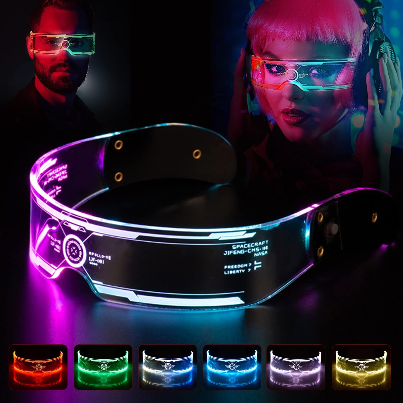 Buy TSLBW 7Color Neon Rave Led Glasses Cyberpunk LED Visor Glasses Led