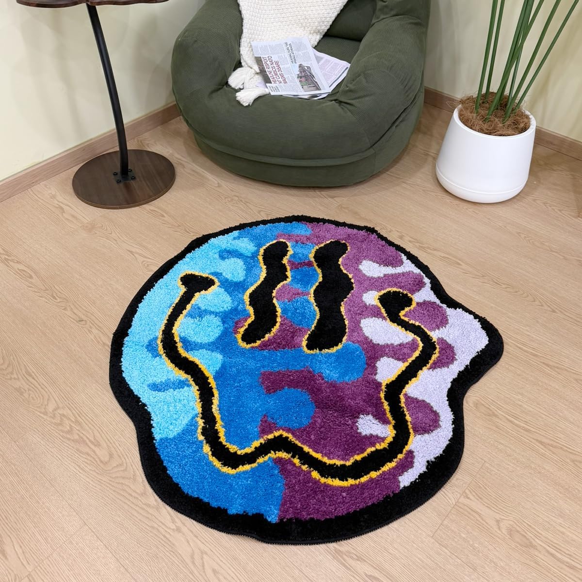 LAKEA Trippy Smile Rug Smily Face Handmade Carpet Tufted Smile Gift for Friend for Bedroom Geek Gift Home Decor