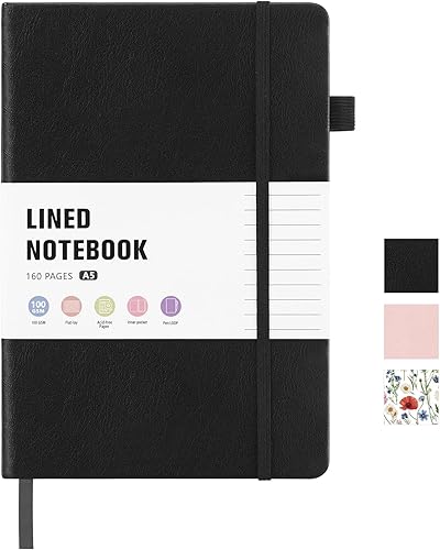 160 Pages Lined Journal Notebook, 5.7" X 8.3" Writing & Journaling Hardcover Executive Notebooks for Student Worker Women Men Notepads Journals for