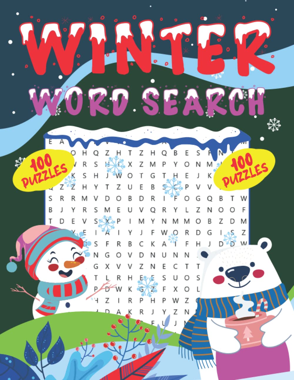 winter word search 100 puzzles: winter word search booksة search word puzzles, winter word search puzzle books, amazon word search puzzles