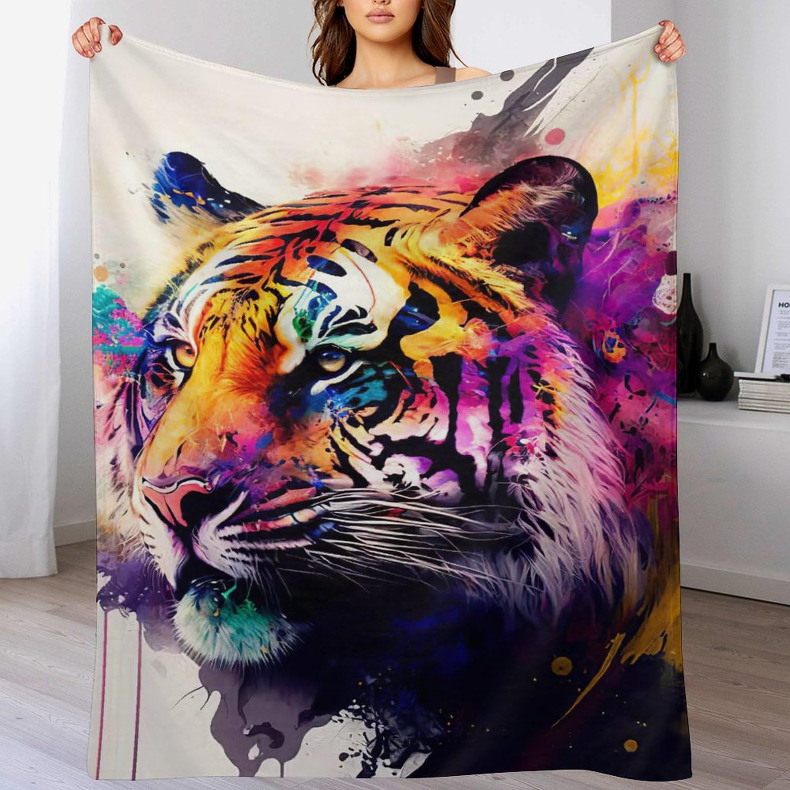 Couverture moelleuse tigre douce pour des moments chaleureux en famille au salon