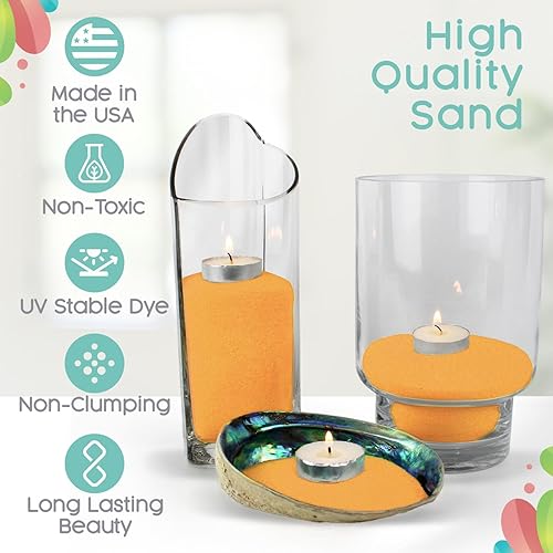 Vista 44 de Arena de unidad amarilla canaria, 1 libra (16 onzas), arena de color amarillo pastel para bodas, relleno de jarrón, decoración del hogar, Canarias