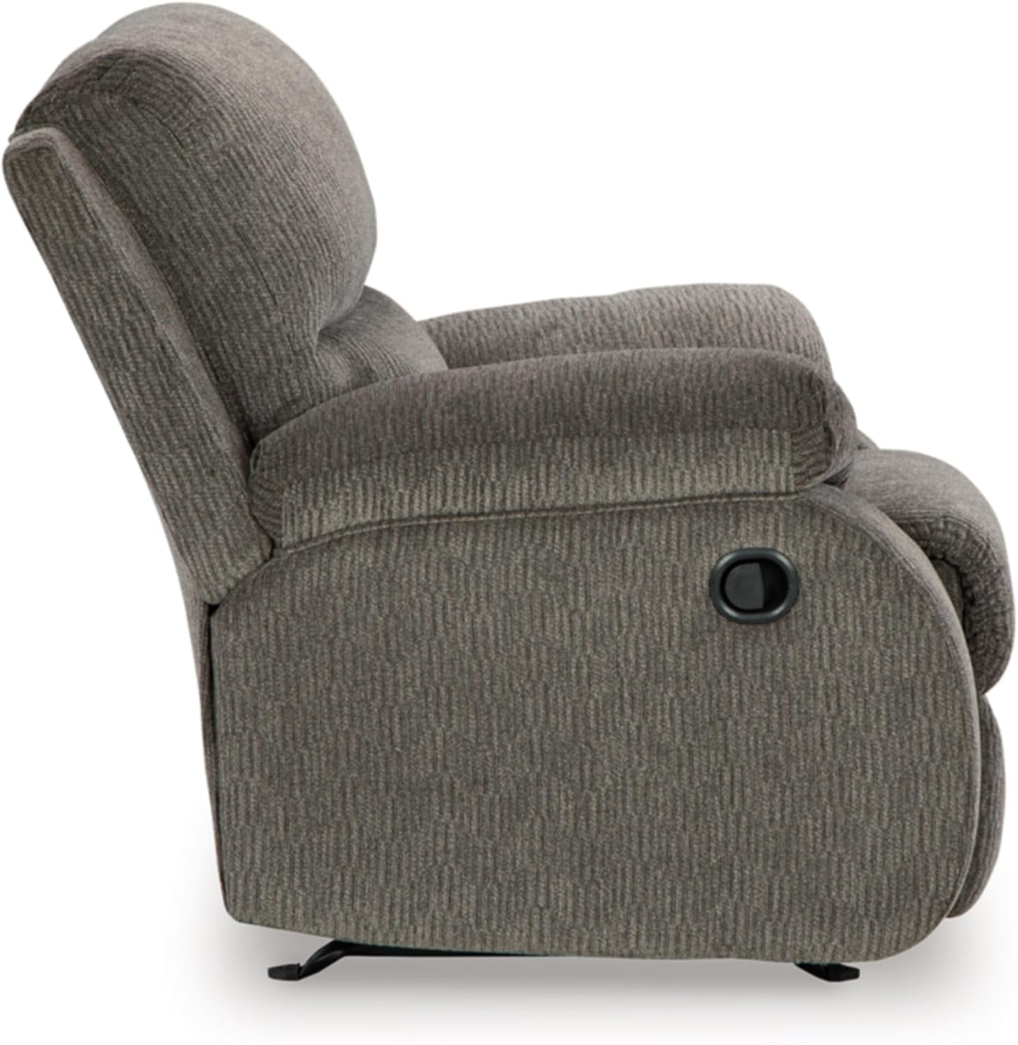 BOWERY HILL Polyester Recliner, 37" W x 40" D x 41" H, Brindle Upholstery, Pull-Tab Reclining Motion, Gentle Rocking, Attached Cushions, Contemporary Style, Metal/Wood Frame, Bustle Back Chair for