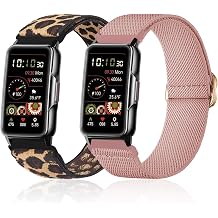 2 Pack Stretchy Nylon Watch Bands Compatible with Mindrose H80 1.47 inch Smart Watch,Loop Soft Elastic Watch Straps for Mindrose H80 Fitness Trackers IP68 for Women Men