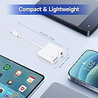 Vista 5 de [Certificado MFi de Apple] Adaptador de carga y audio 2 en 1 para iPhone, dongle divisor de Lightning a conector de auriculares de 3.5mm, compatible