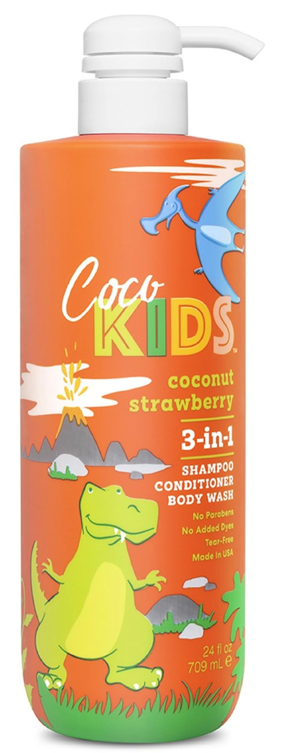Cocomagic Cocokids 3-in-1 Kids Shampoo + Conditioner + Body Wash | Gentle, Hair & Body Cleanser Tear-Free | No Parabens, For All Skin Types, – Coconut Strawberry, 24 Fl Oz