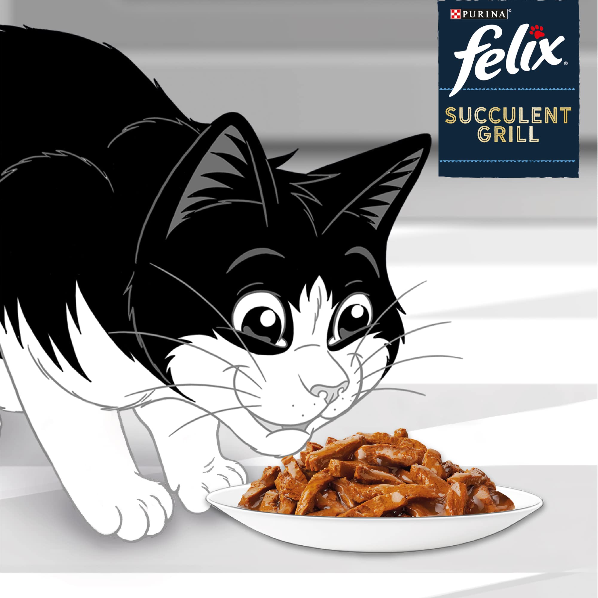 Purina Felix - Peleles rústicos para Gatos con Carne de Vaca, Pollo, salmón, atún, 80 Sobres de 80 g, 1 Unidad (Paquete de 1)