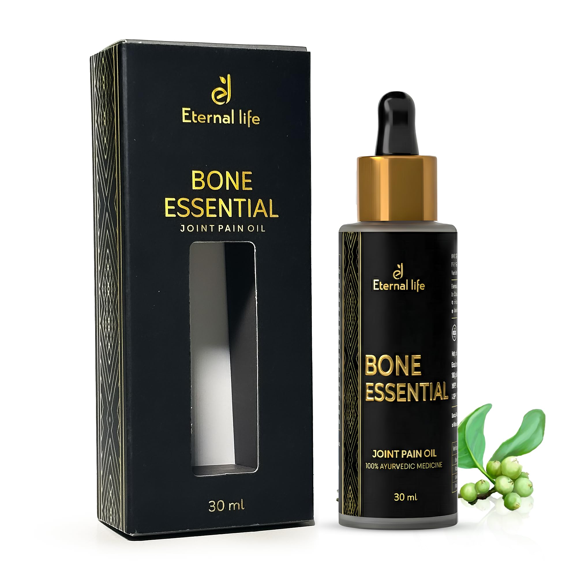 Eternal Life Bone Essential Ayurvedic Oil for Joint & Muscle Pain Relief | Herbal Oil for Knees, Back, Neck & Shoulders | Natural Massage Oil for Flexibility, Relaxation & Soothing | 30ml
