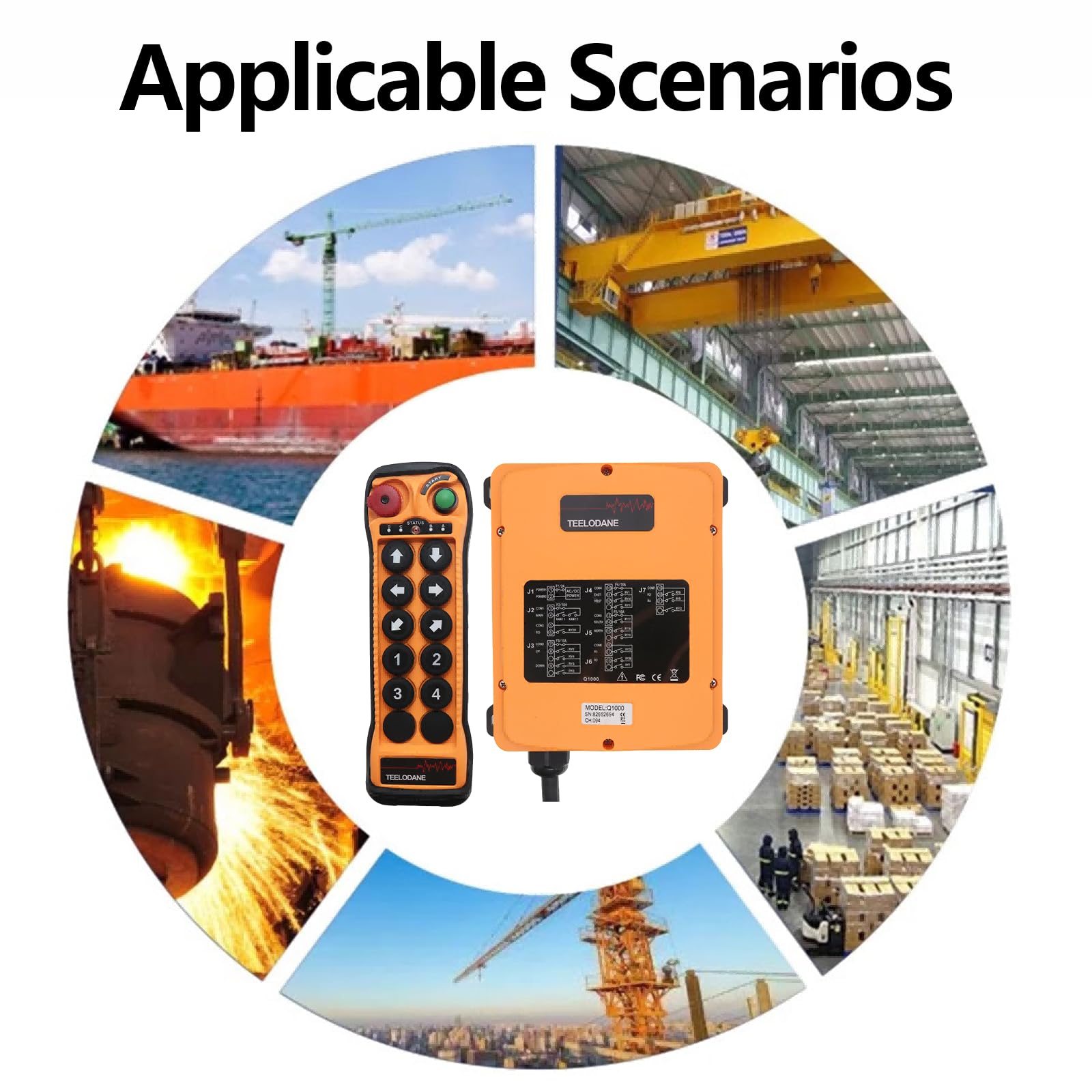 Kit di controllo remoto industriale a 10 canali, con interruttore di alimentazione, verricello wireless, 24 V, 110 V, 220 V, accoppiamento automatico, chiave di sicurezza per gru a