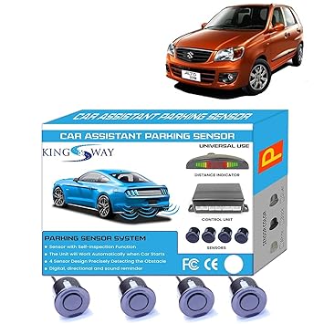 KINGSWAY® Car Reverse Parking Sensor with LED Display Compatible with Maruti Suzuki Alto K10 (Year 2010 to 2014), Auto Object Detection Radar System with Ultrasonic Sensor Kit in Black Color