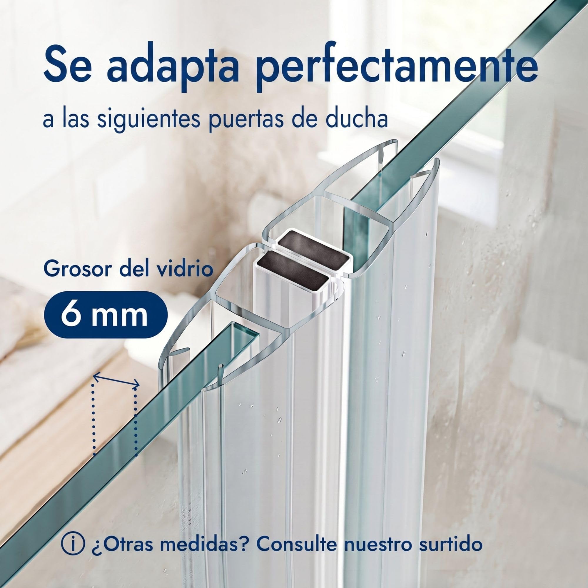 Junta magnética cabina ducha 200cm, para 6mm espesor del vidrio | Junta de ducha de 180 grados, transparente, junta magnética para puerta de ducha de cristal en el baño
