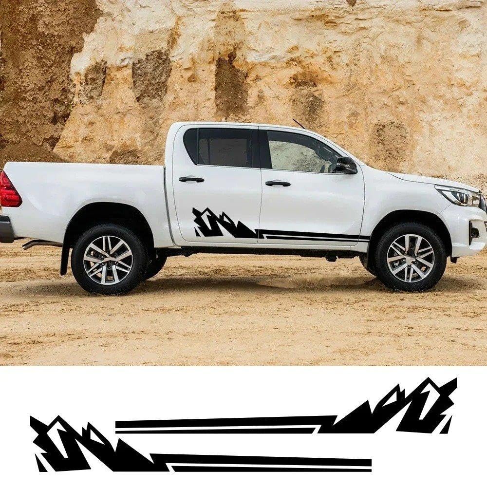 2 Pezzi Adesivi A Strisce Per Porta Laterale Auto Modello Montagna Decalcomanie In Vinile Autoadesive Per Carrozzeria(Glossy White)
