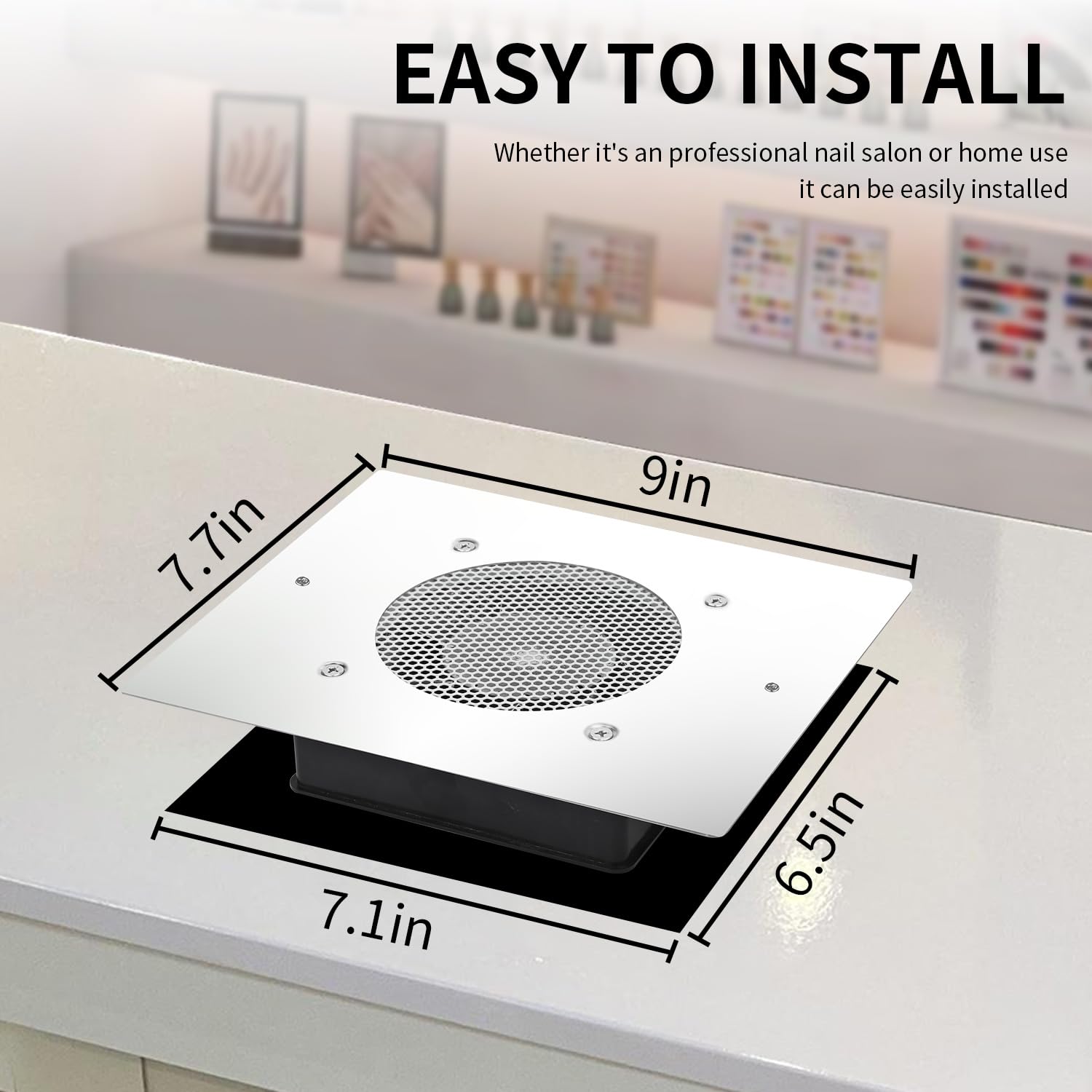 BLUETOP Nail Dust Collector Nail Vacuum Cleaner Table Embedded Dust Extractor Vacuum Professional Built in Desktop Nail Dust Collector Quiet Nail Fan Low Noise for Nail Salon Home