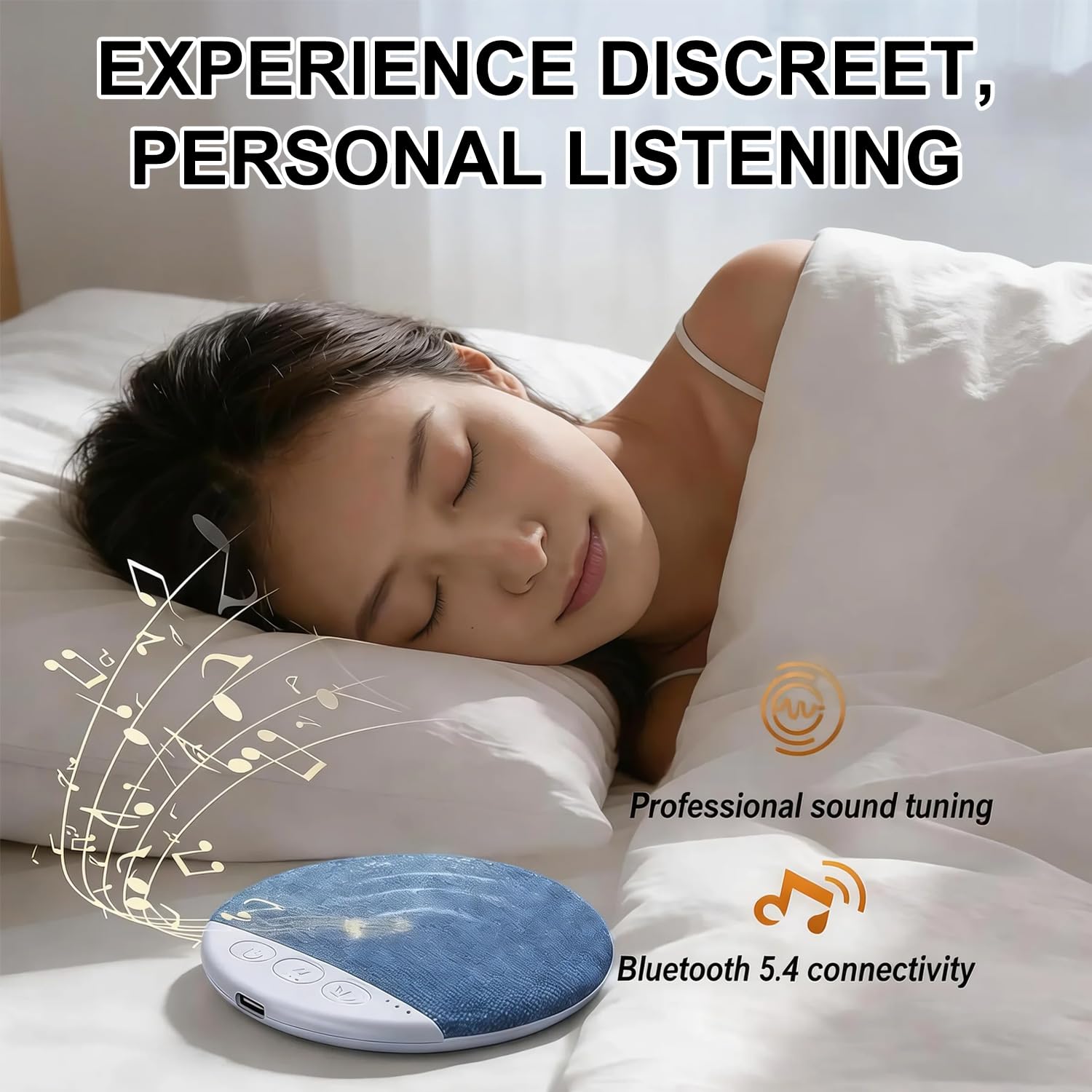 Pillow Speaker,2026 New Bluetooth Pillow Speaker,Mini Bone Conduction Sleep Aid with Stereo Bass with White Noise,Ultra-Thin Stereo Bass, for Adult Specialized Sleep Earphones 1PC(Blue) — view 2