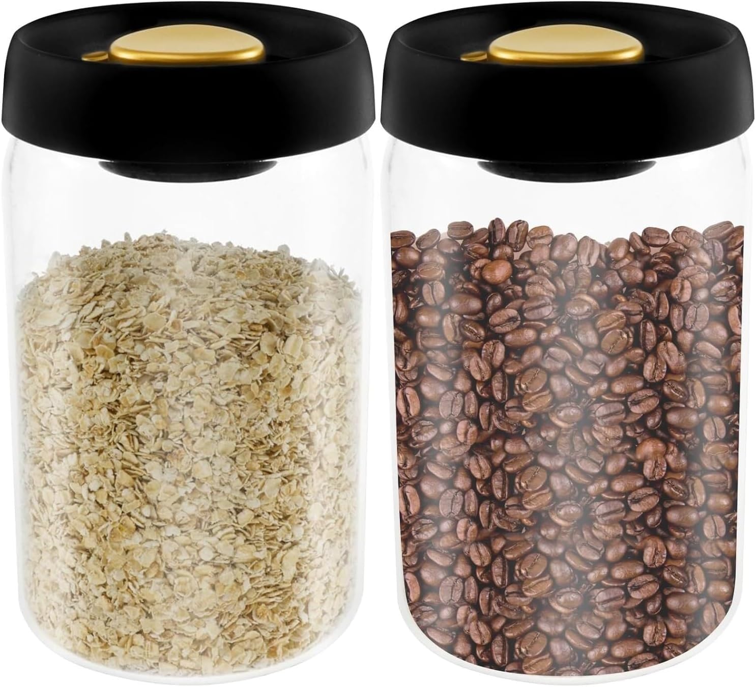 KYUEPONG Sugar Container, Vacuum Coffee Canister,Airtight Glass Containers,Stackable Storage Jar Food