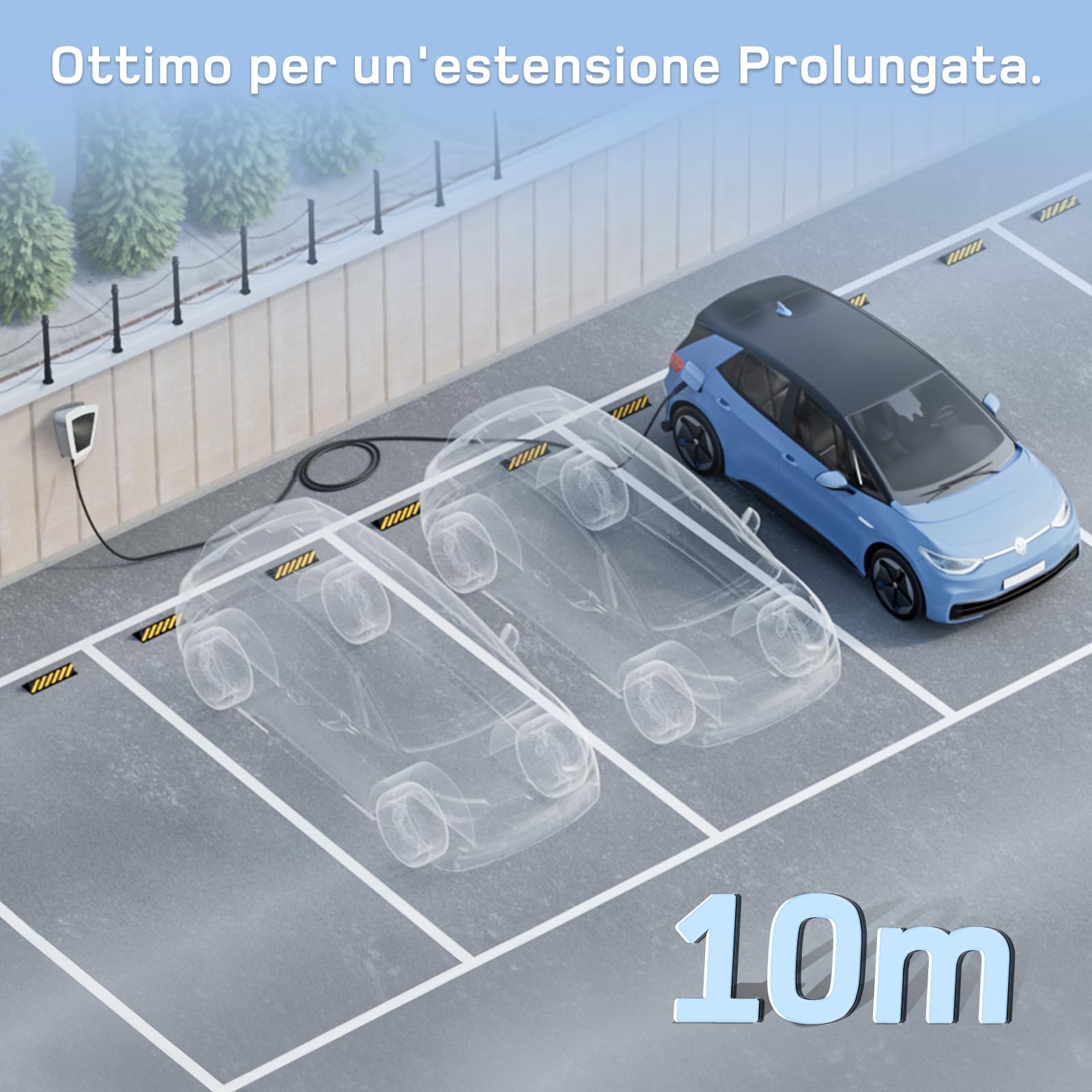 dé Cavo di Ricarica Tipo 2 a estremità Aperta 7kW [1-Fase|10m|32A] per Wallbox/Cavo di Sostituzione per Stazione di Ricarica