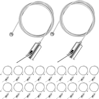 20 Sets Hanging Wire Cable Kit for Hexagon Garage Light, 3.28ft Honeycomb Pendant Mounting Hardware, Adjustable Wire Rope for Suspension Hex Lighting Fixture