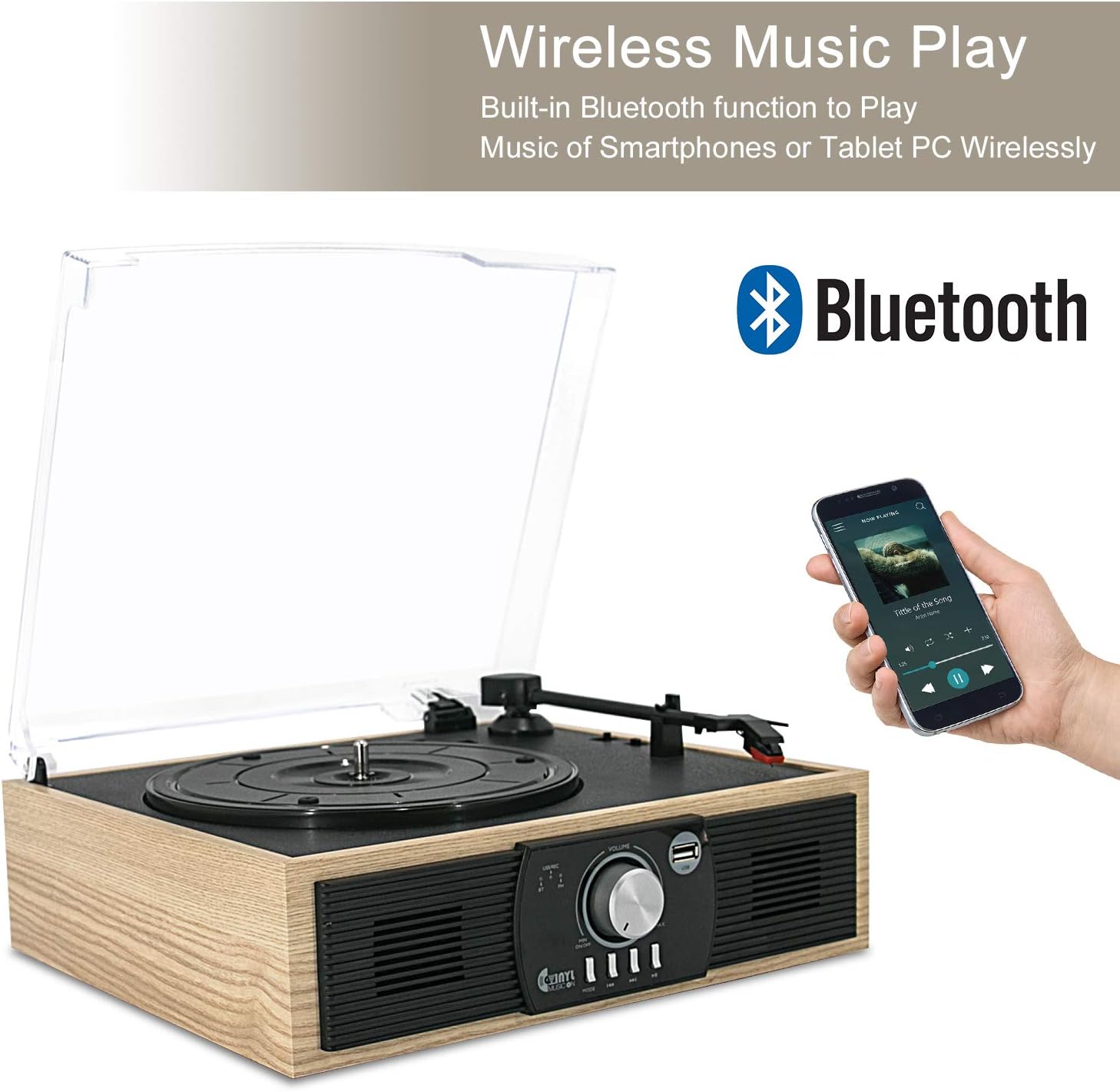 🔥 Crazy Deals Record Players, VINYL MUSIC ON Turntable with 3-Speed Bluetooth 5.0 Record Player with Built in Speakers, Belt Driven Vintage Style Vinyl Player, Supports USB Encoding/AUX in/RCA Output (Light Wood) Flash Deals - 70% OFF Record Players, VINYL MUSIC ON Turntable with 3-Speed Bluetooth 5.0 Record Player with Built in Speakers, Belt Driven Vintage Style Vinyl Player, Supports USB Encoding/AUX in/RCA Output (Light Wood)