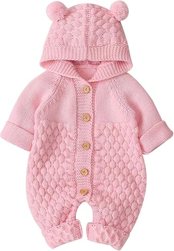 Newborn Baby Knitted Sweater Romper Jumpsuit Girls Boys Baby Clothes Unisex Long Sleeve Bodysuit Snowsuit