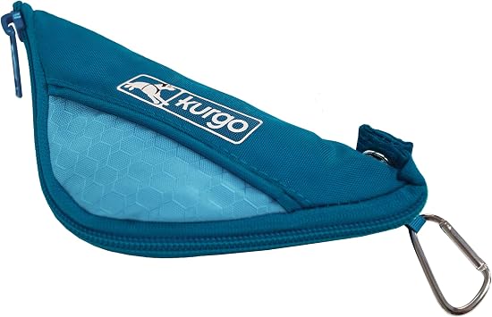 Kurgo Zippy Bowl Collapsible Travel Dog Bowl, 48 oz, Coastal Blue | Foldable Silicone Travel Bowl With Carabiner Clip, Zips Flat for Storage, BPA & Phthalate-Free, Machine Washable