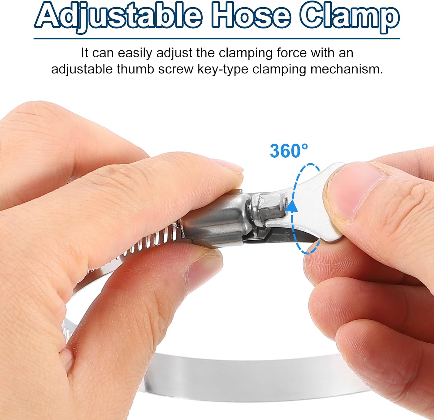 uxcell 14Pcs Stainless Steel Hose Clamps Worm Gear Hose Clamp, 10-16mm (3/8"to 5/8") Adjustable Thumb Screw Key Type Clamps Fuel Line Clamps 8mm Bandwidth for Plumbing, Automotive