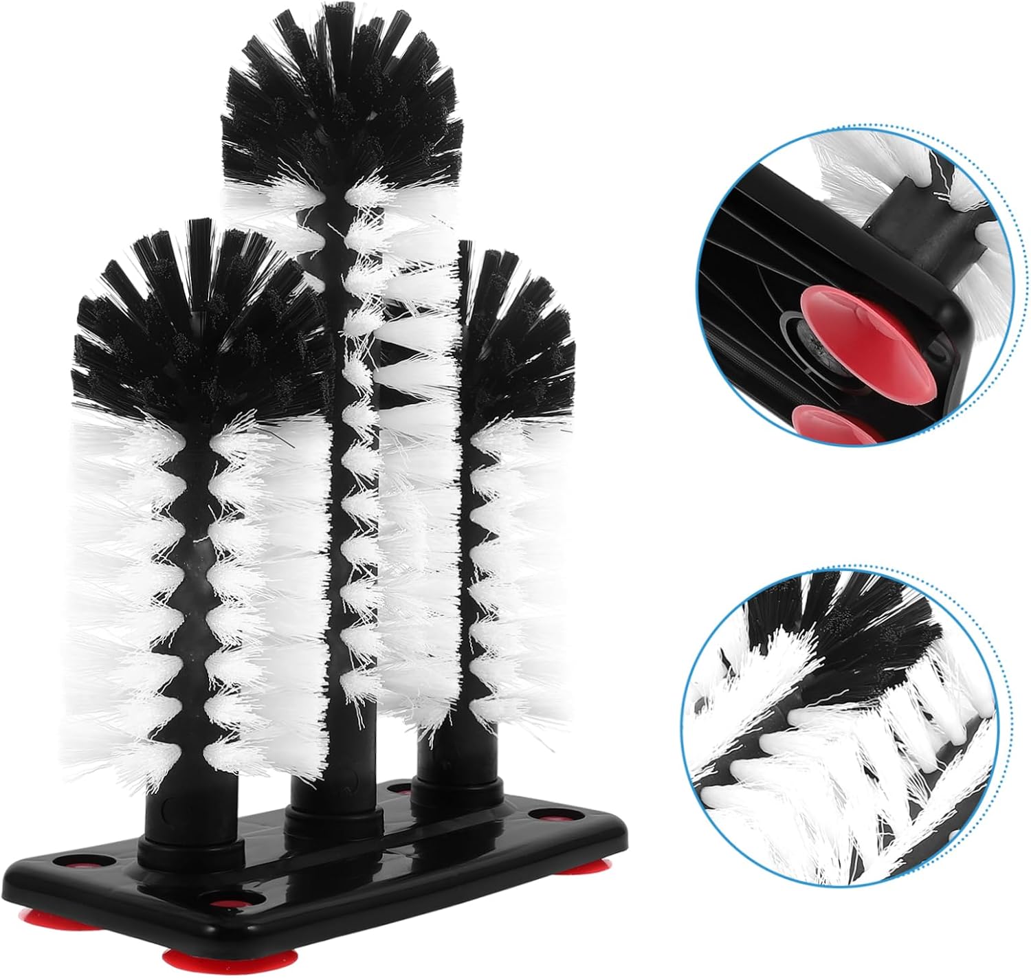 Suction Base Bottle Brush Cleaner with Three Heads, Removable