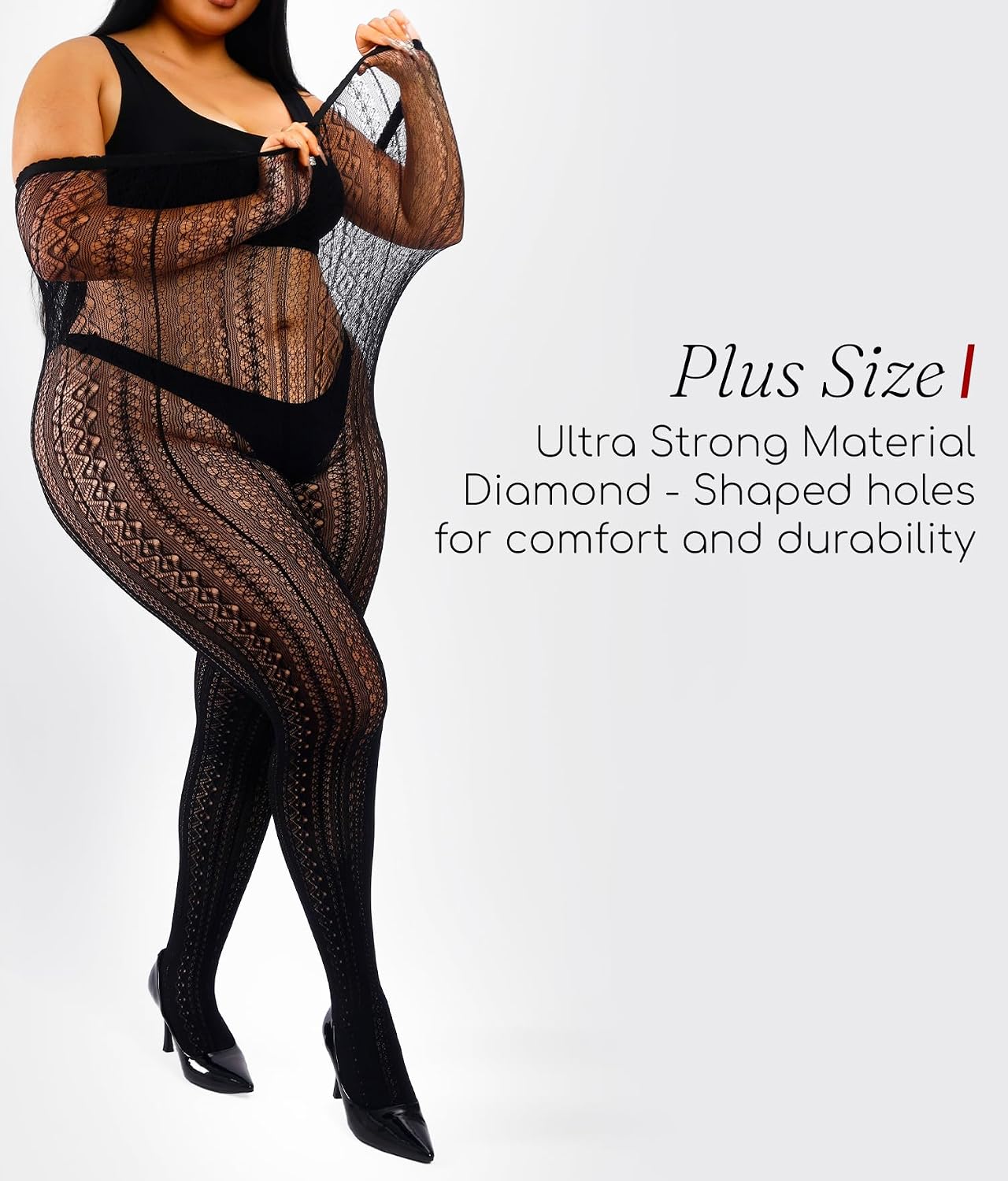 Stripe Lace Pattern Plus Size Tights High Waist Velvet Pantyhose Lace Fishnet Stockings Leggings