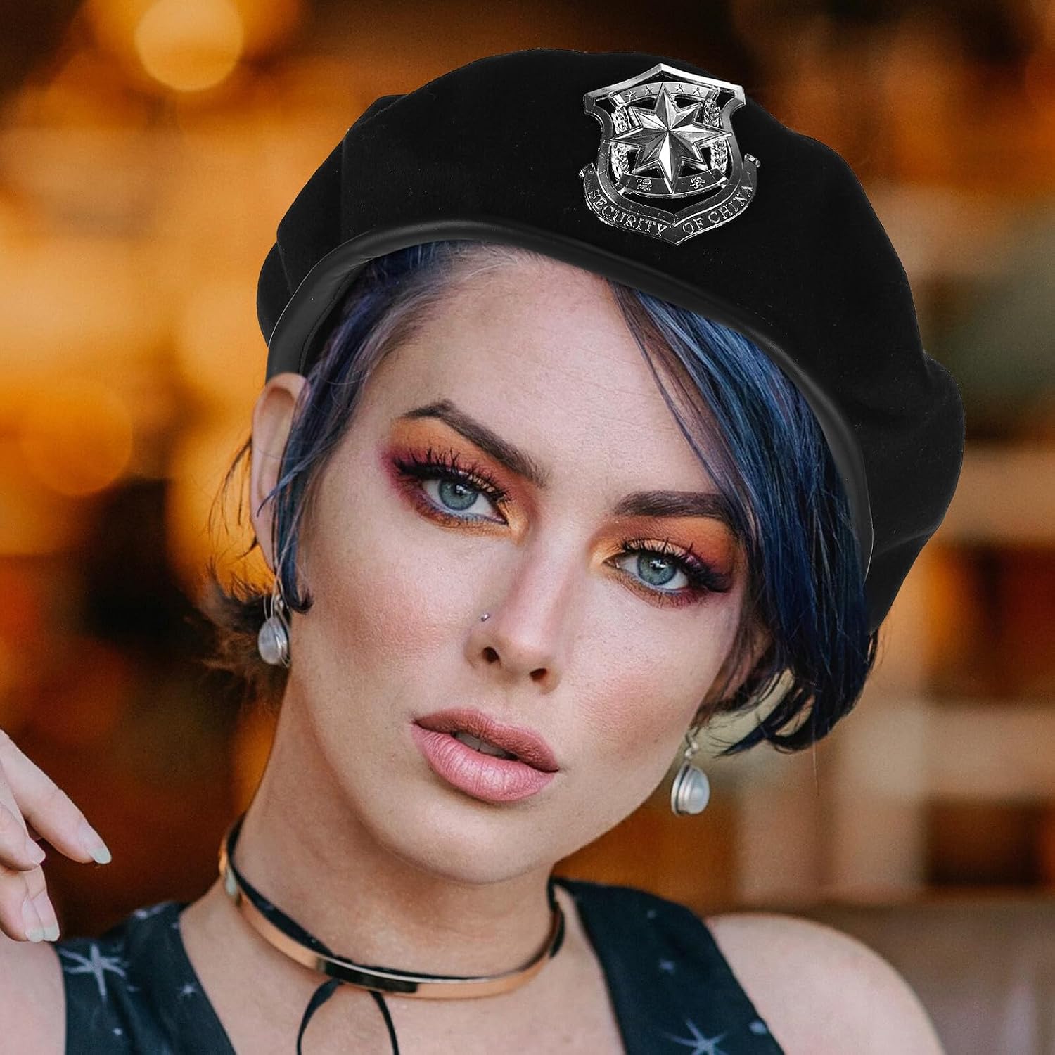FRCOLOR Woolen Beret for Women and Men, Style Black Felt Cap Silver, Stage Performance Dance