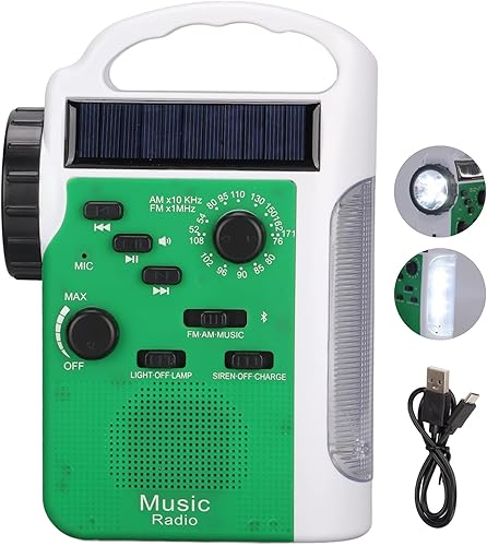 Miniatura 6 de Radio meteorológica digital multifuncional con AMFM RD399 Radio Teléfono Carga Solar Powered Emergencia Manivela Radio con linterna para exteriores