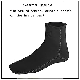 OMGear Water Socks Neoprene Socks Beach Booties Shoes 3mm Glued Blind Stitched Anti-Slip Wetsuit Boots Fin Swim Socks (3mm Low Cut/Grey, 2XL(Men 11-12,women12-13))