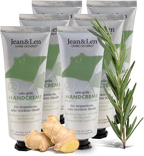 Jean & Smooth Really Comfortable Hand Cream Rosemary & Ginger, Vegan, 6 x | With urea, hand care for dry & crack hands, intensively moisturize & nourishes, without parabens & silicones