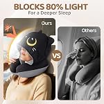 Mewaii Travel Neck Pillow with Hood for Airplanes,Memory Foam,Breathable Ice Silk & Soft Velvet,Double-Sided,Removable to Clean,Adjustable Strap,Kids Travel Pillow for Long Flights Adults & Teens