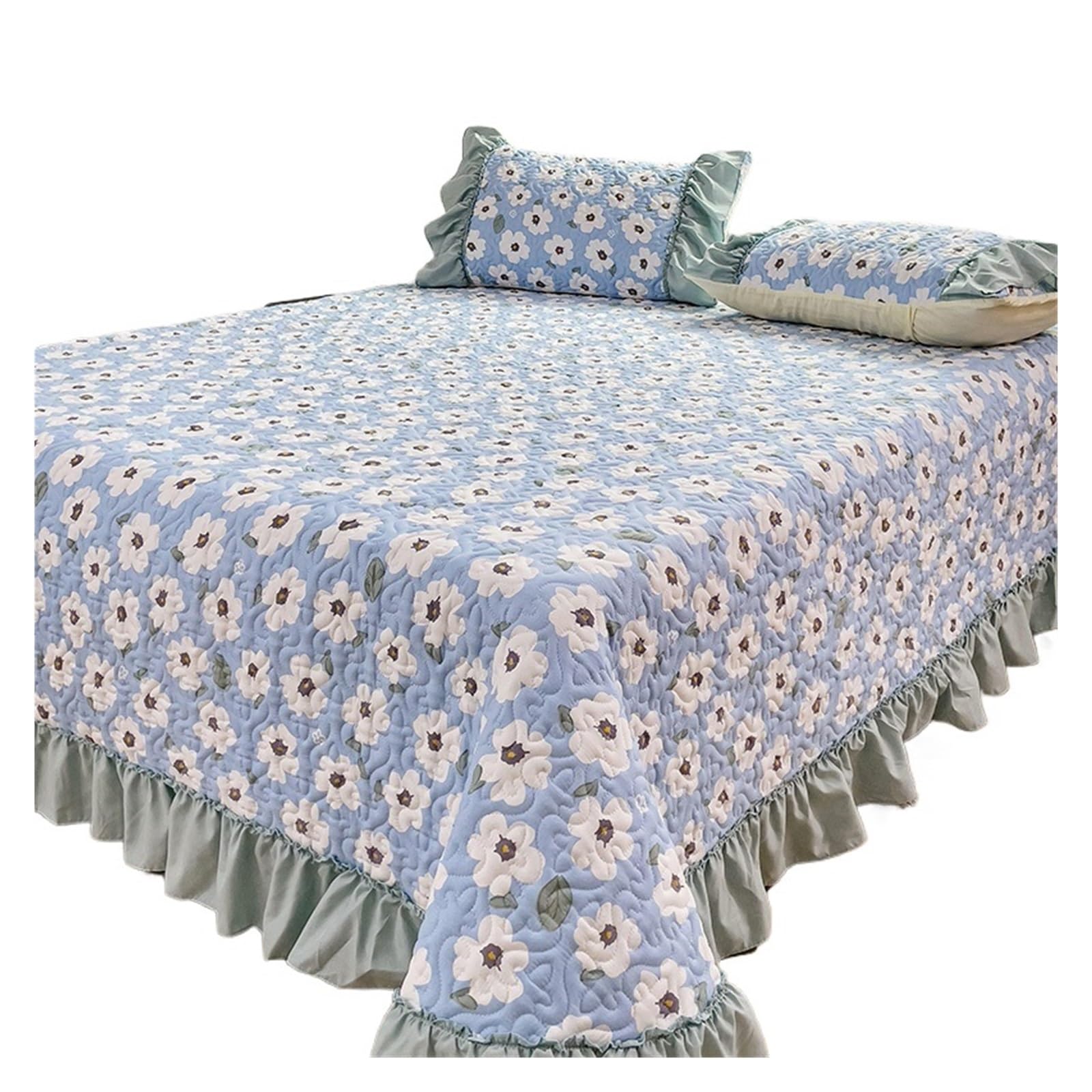 Colcha Cama Colcha Acolchada con Volantes, Ropa de Cama, sábanas Gruesas, Funda Estampada, for el hogar(Color2,200x230cm 1pc)