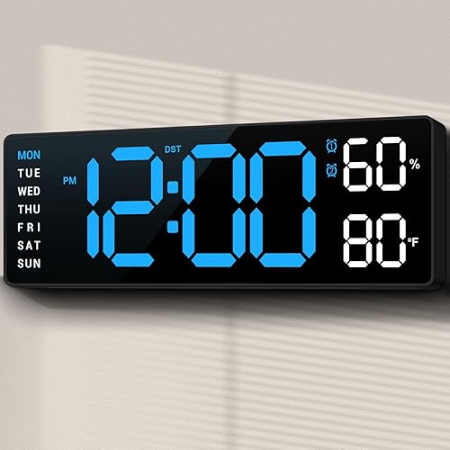 Reloj de pared digital de 10 pulgadas: reloj de pared con doble alarma para sala de estar, aula, escritorio de oficina, regalos de inauguración de