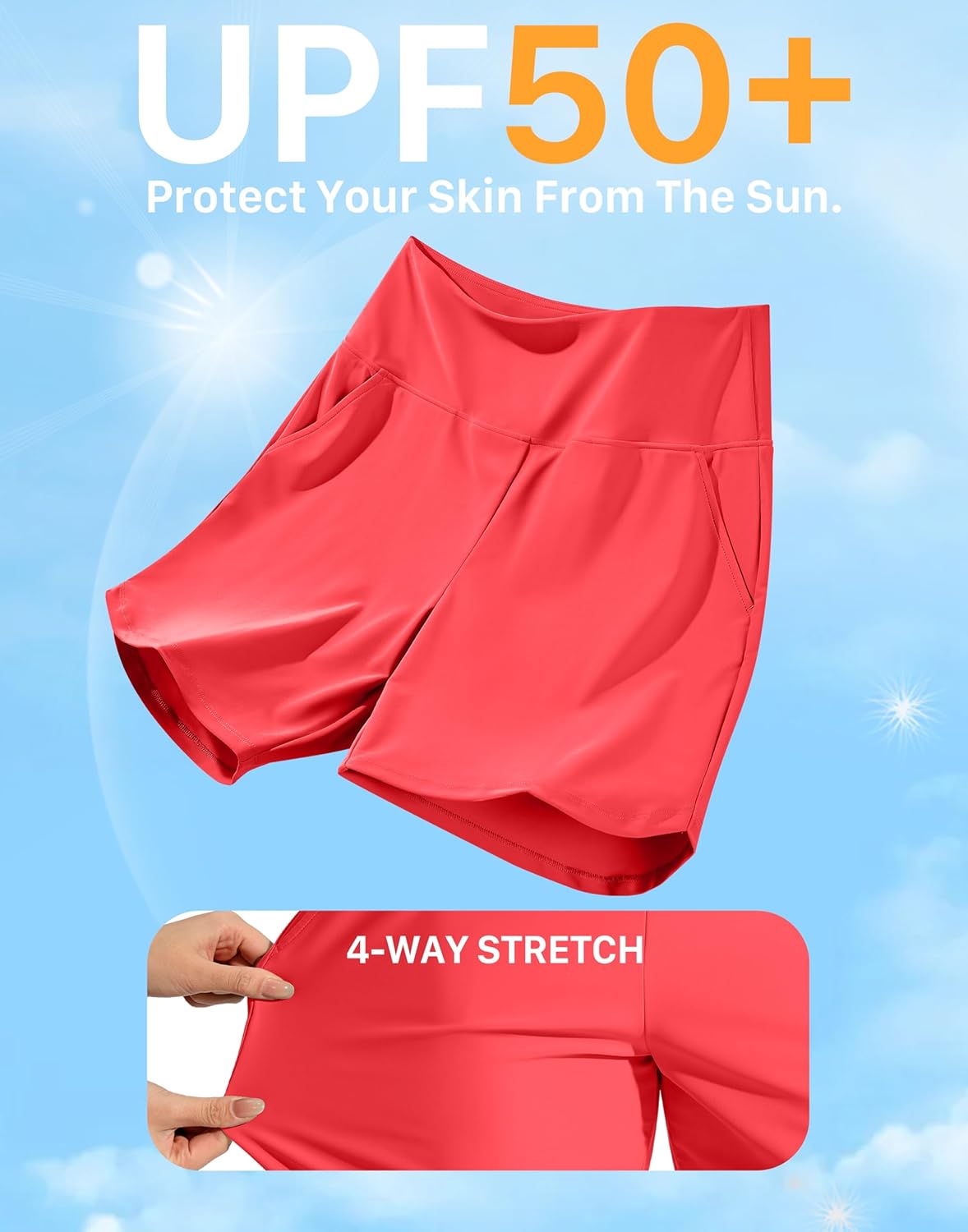 G Gradual Women's 7" Quick Dry Swim Board Shorts Swimming Bottoms High Waisted Beach Shorts for Women with Liner Pockets - Image 5