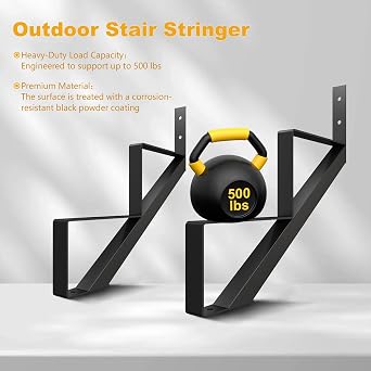 DIYHD 1-Step Outdoor Steel Stair Stringer for Deck Height 13in, 2 Pack
