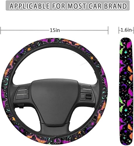 Miniatura 5 de GePrint Fundas para volante de automóvil de Halloween, funda antideslizante de neopreno elástica para volante de automóvil, accesorios para