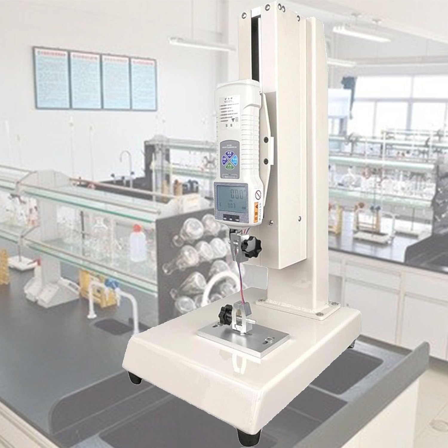 Digital Force Test Stand,10n-1000n Push Pull Gauge,Hand Wheel Operated,Operated Manual Push Pull Test Stand,with Output Function,for Lab Tension Tests 1000N