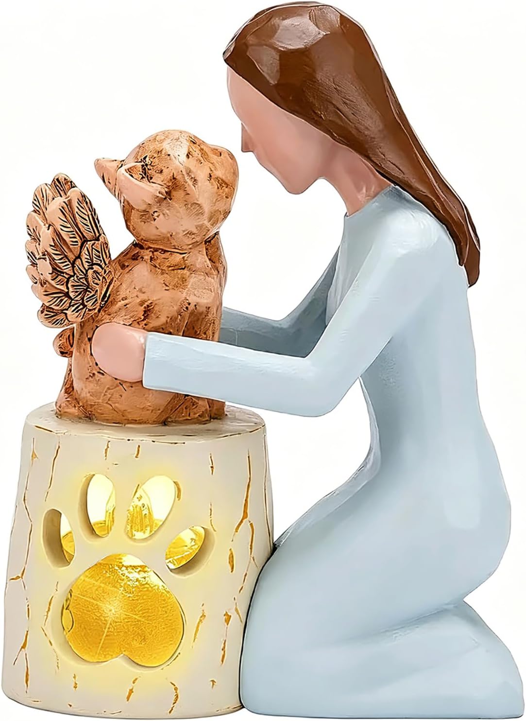 Cat Memorial Gifts for Loss of Pet, Angel Cat Candle Holder Statue with LED Candle, Sympathy Gift for Cat Lovers, Remembrance Decor for Missing Kitty