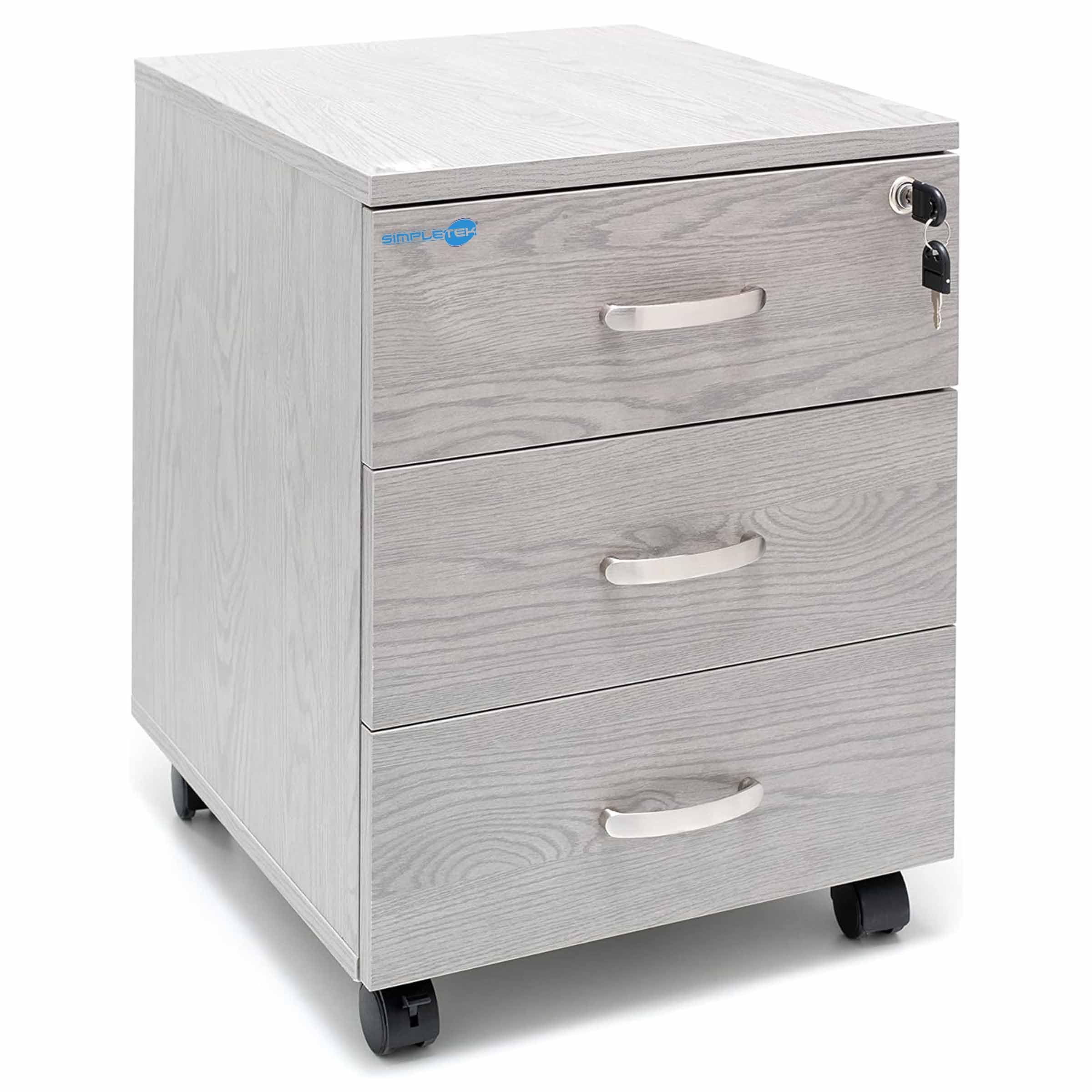 SIMPLETEK - Mueble cajonera de oficina con 3 cajones - Cerradura de seguridad | Ideal para oficina y hogar | Con ruedas